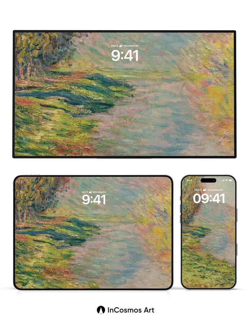 Whispering Light Wallpaper with Monet's Riverbank