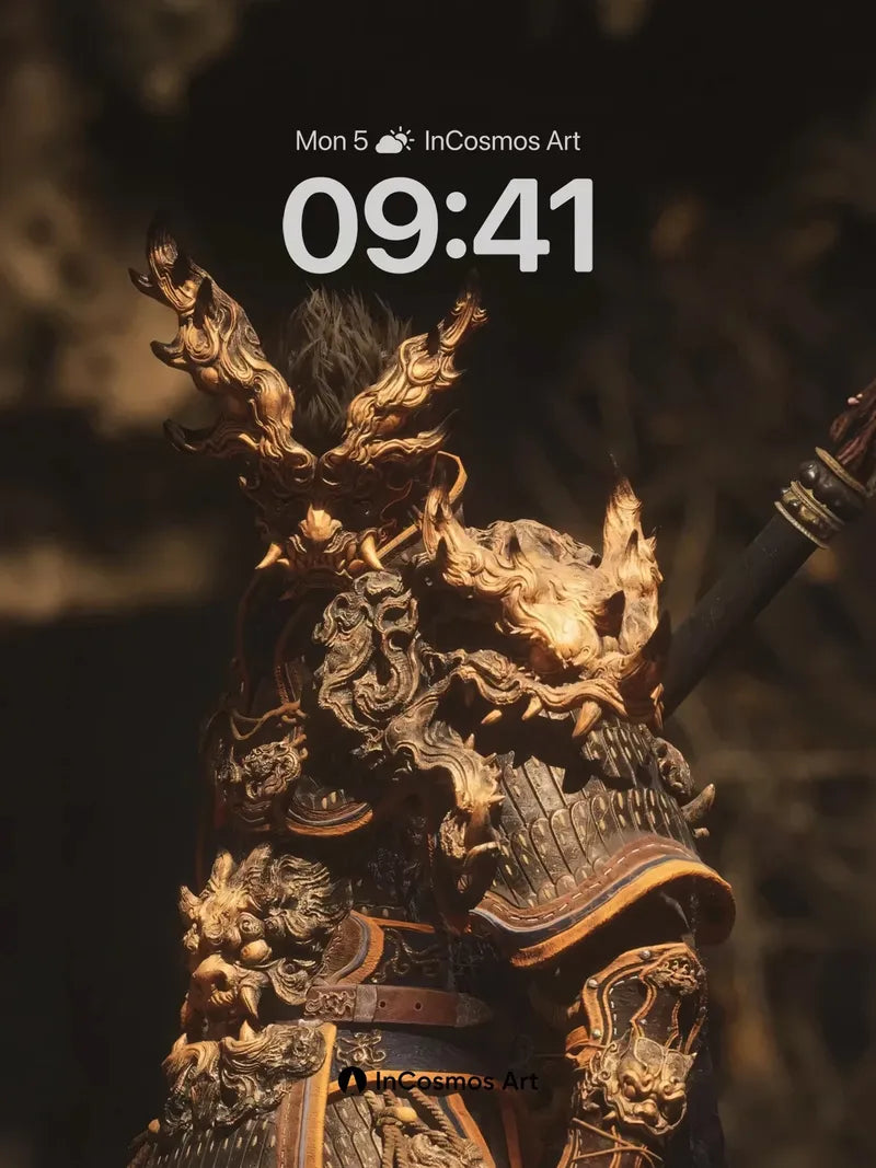 Golden Dragon Armor Wallpaper with Ancient Fire