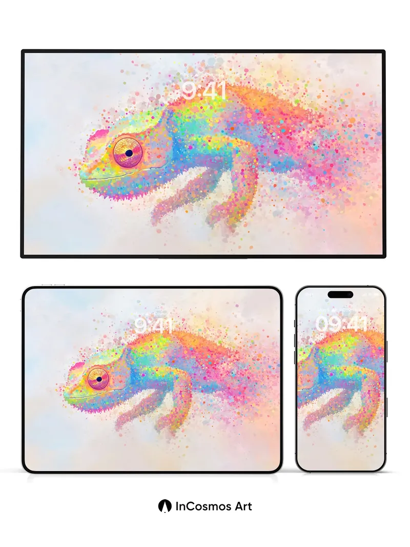Rainbow Chameleon Wallpaper with Color Dust