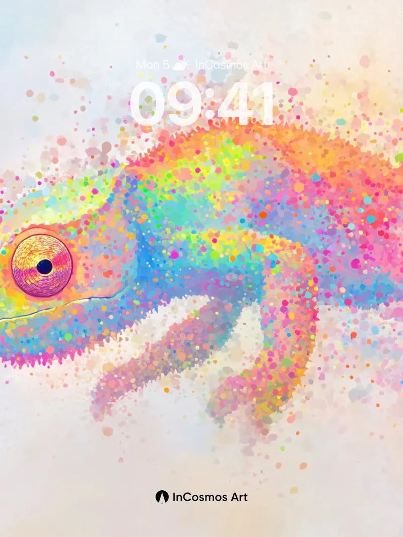 Rainbow Chameleon Wallpaper with Color Dust