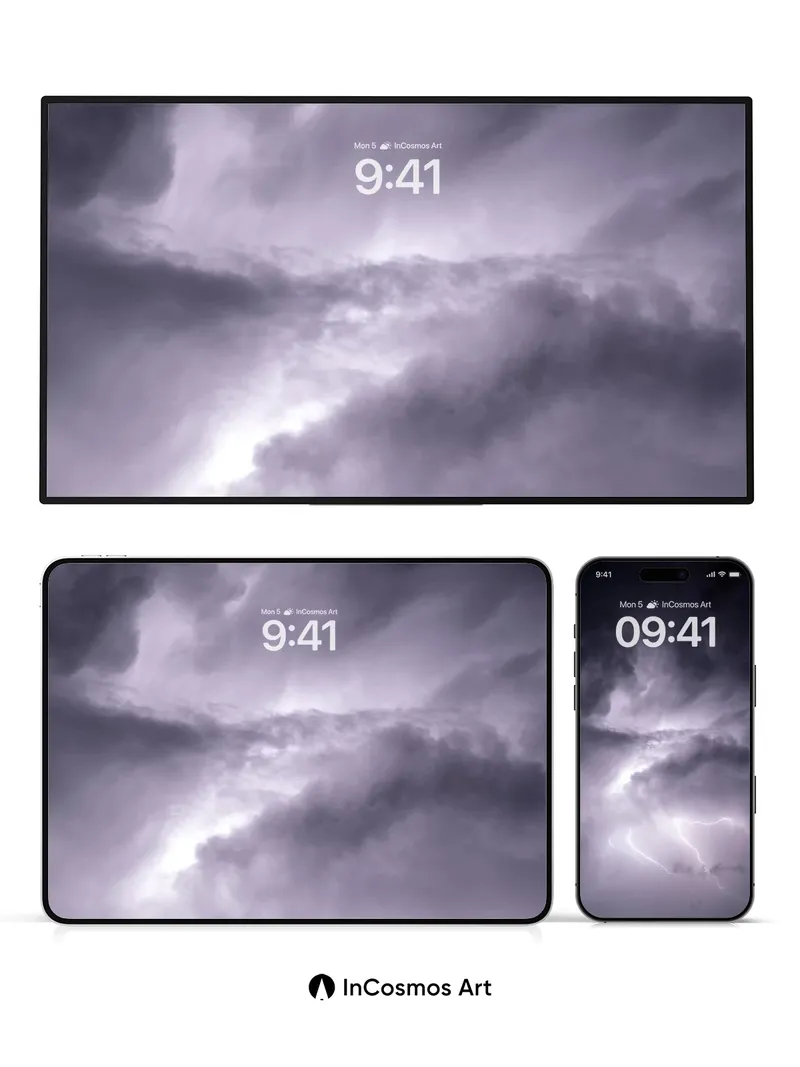 Thunderstorm Veil Wallpaper with Electric Fractures