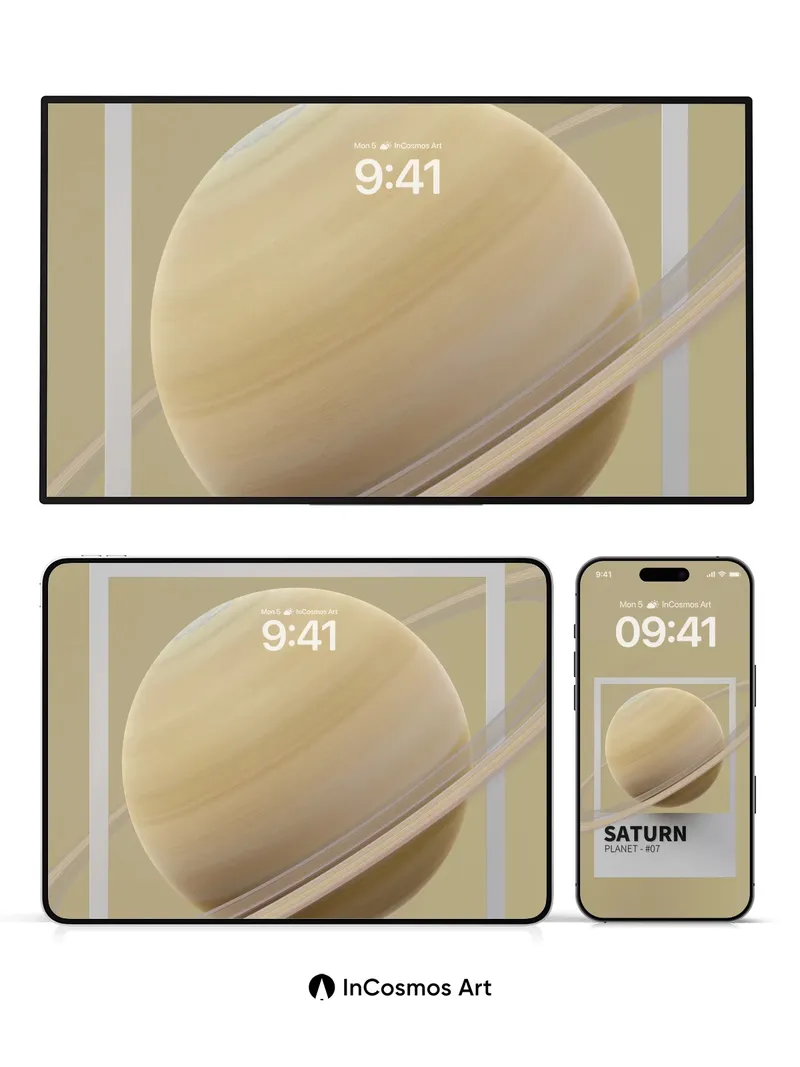 Golden Hush Saturn Wallpaper with Ethereal Rings