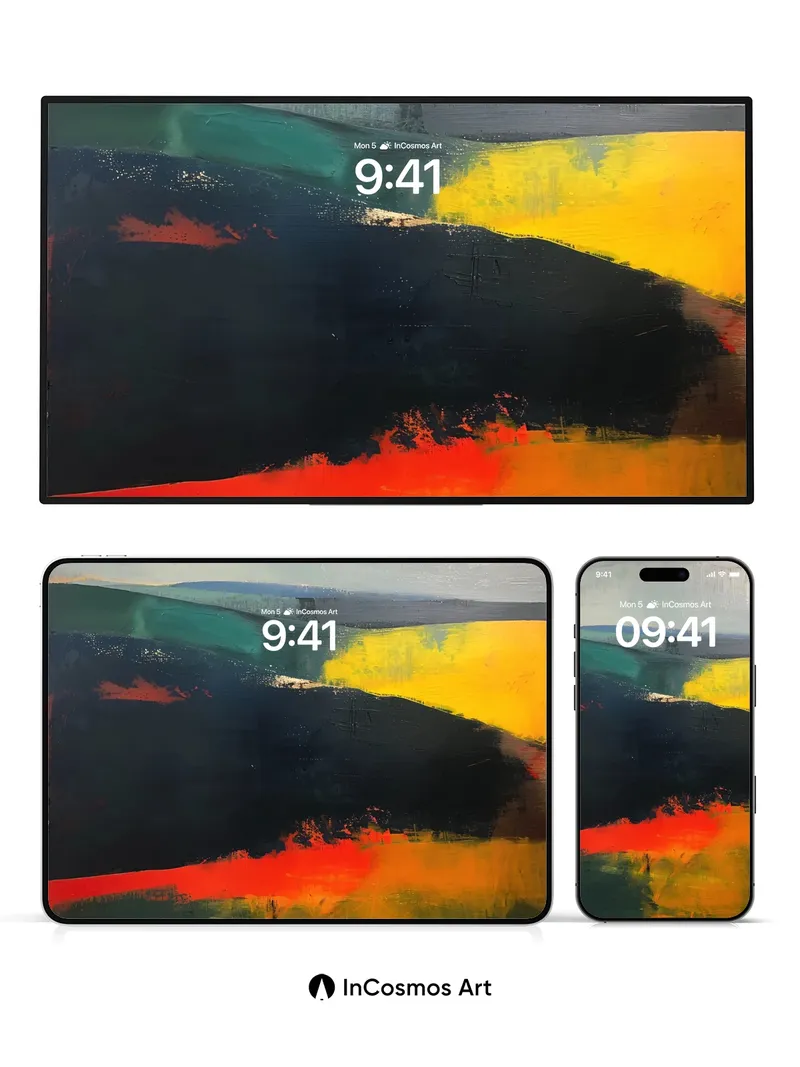 Fiery Horizon Wallpaper with Shadowed Depth