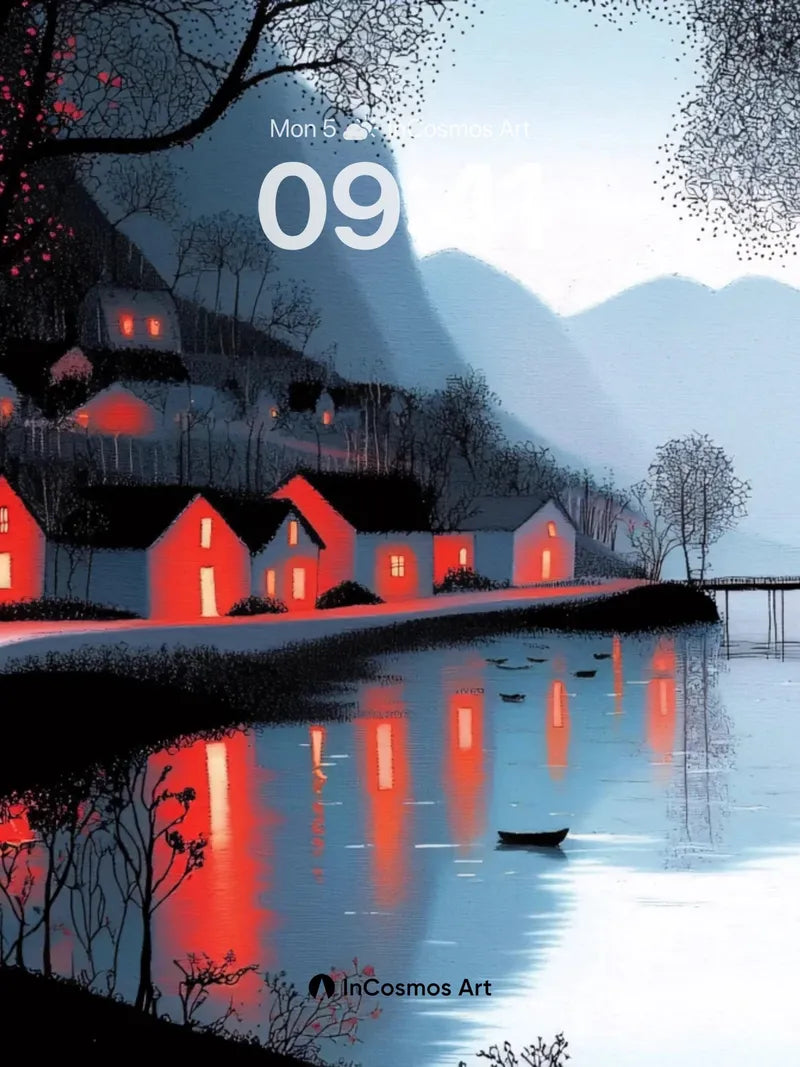 Crimson Reflection Wallpaper with Mountain Hush