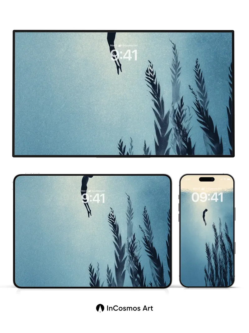 Serenity Dive Wallpaper with Floating Silhouette