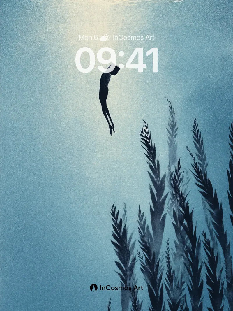 Serenity Dive Wallpaper with Floating Silhouette