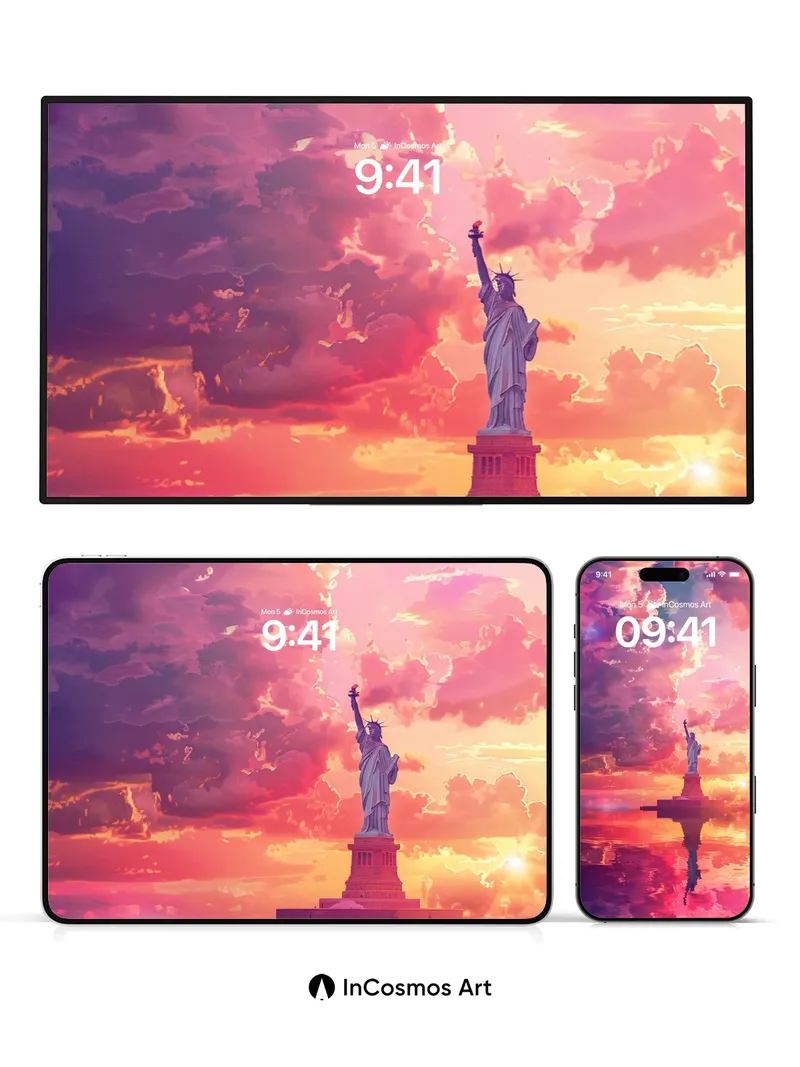 Crimson Horizon Wallpaper with Reflective Water