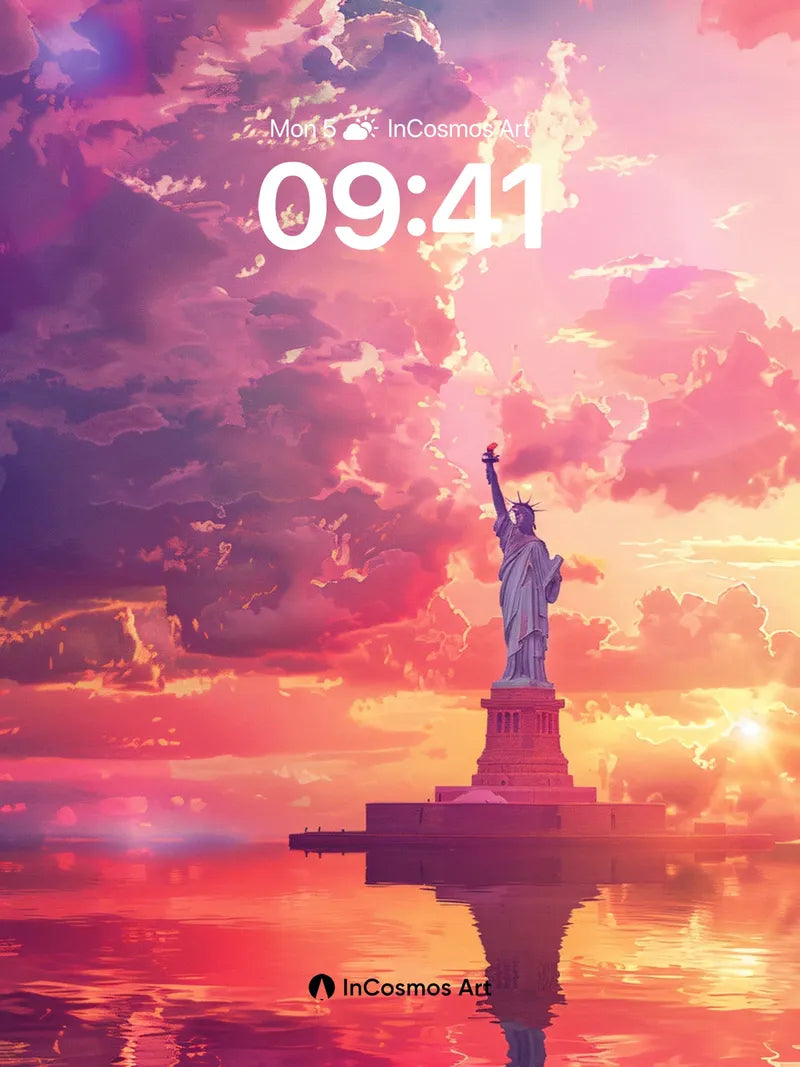 Crimson Horizon Wallpaper with Reflective Water