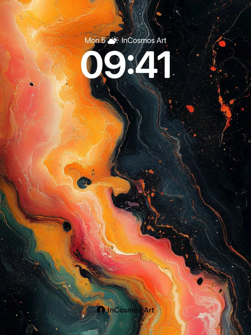 Cosmic Firestorm Wallpaper with Obsidian Veins