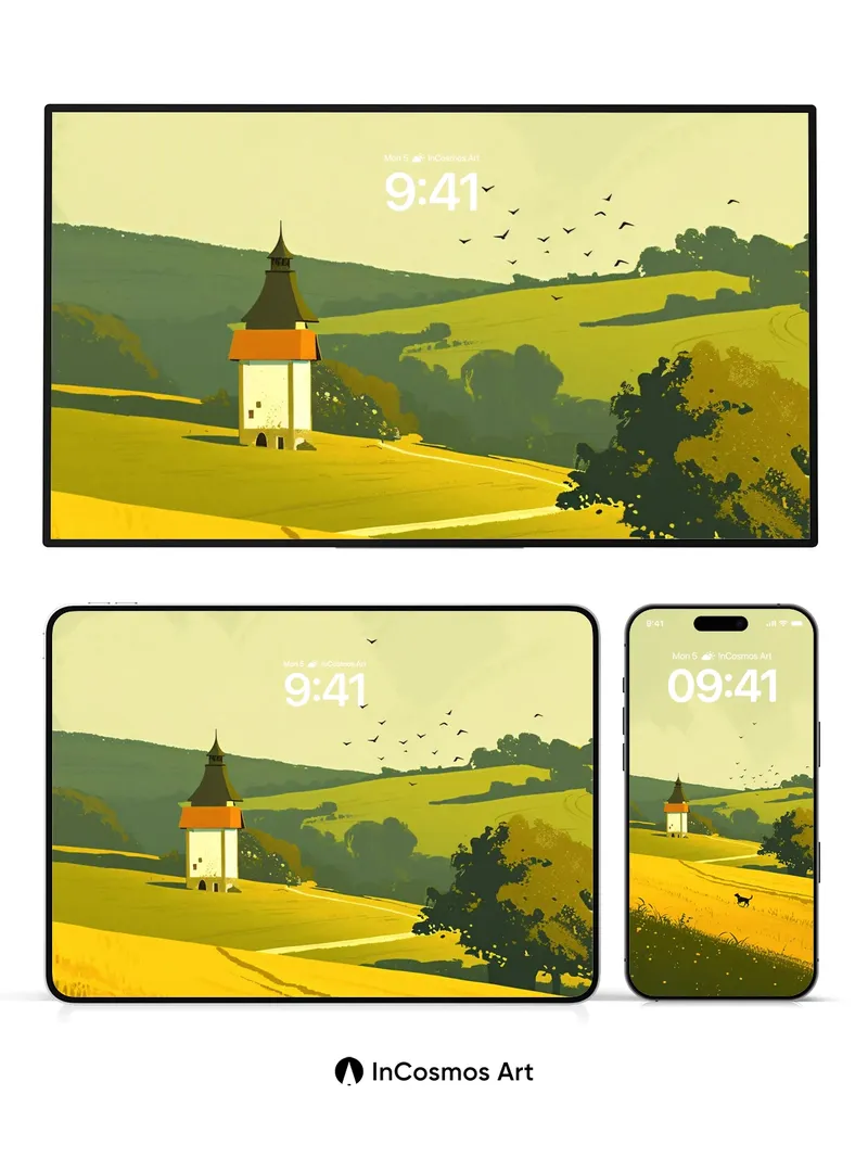 Golden Hush Wallpaper with Whispering Fields