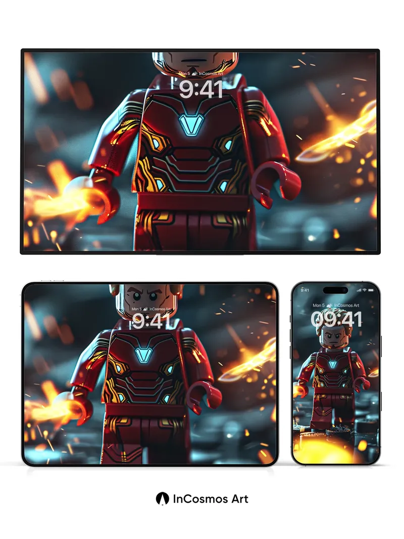 Futuristic Flame Wallpaper with LEGO Hero