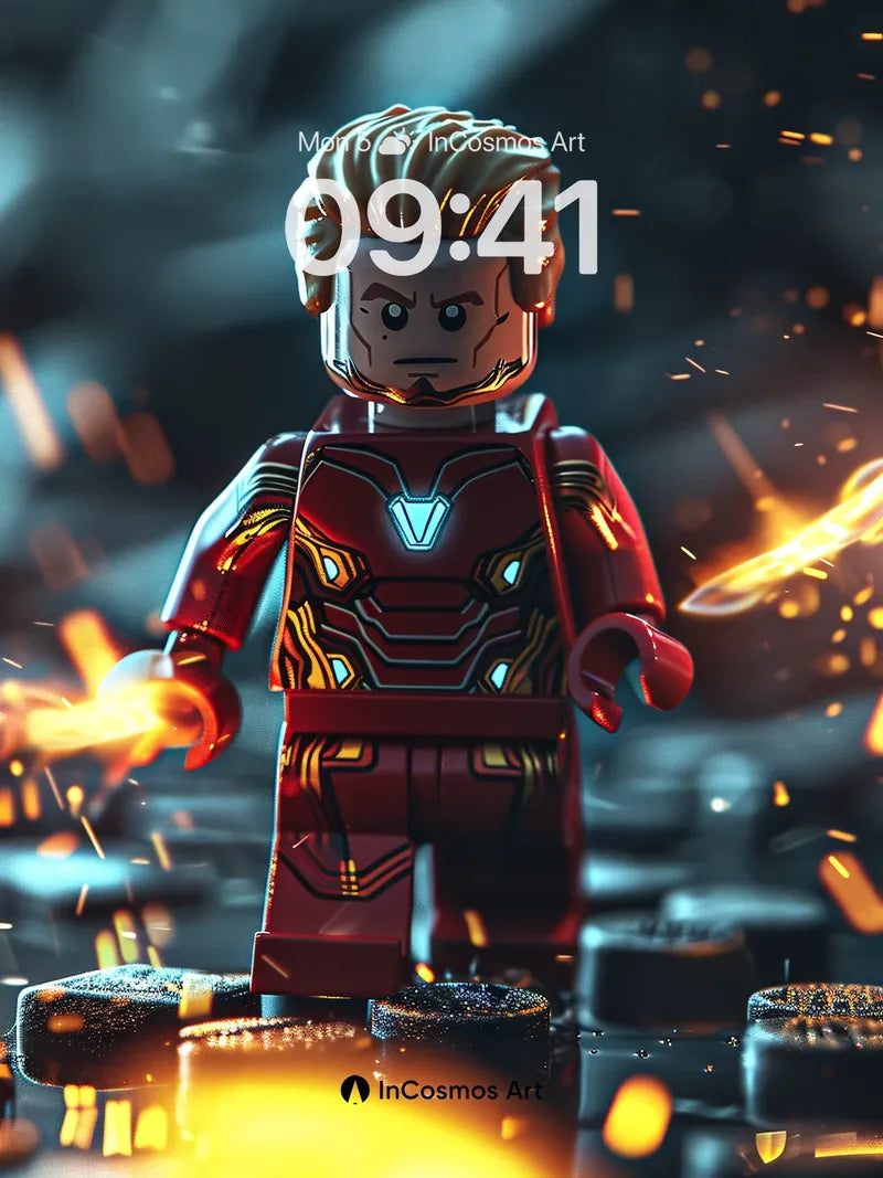 Futuristic Flame Wallpaper with LEGO Hero