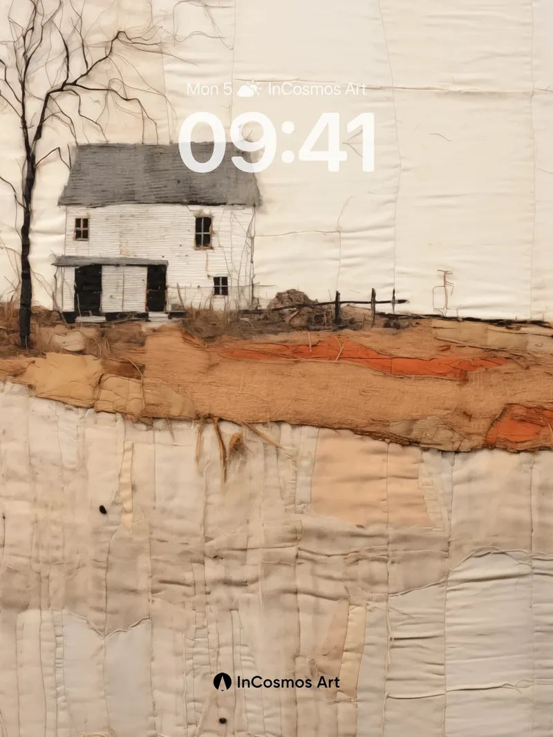 Nostalgic Farmhouse Wallpaper with Patchwork Earth