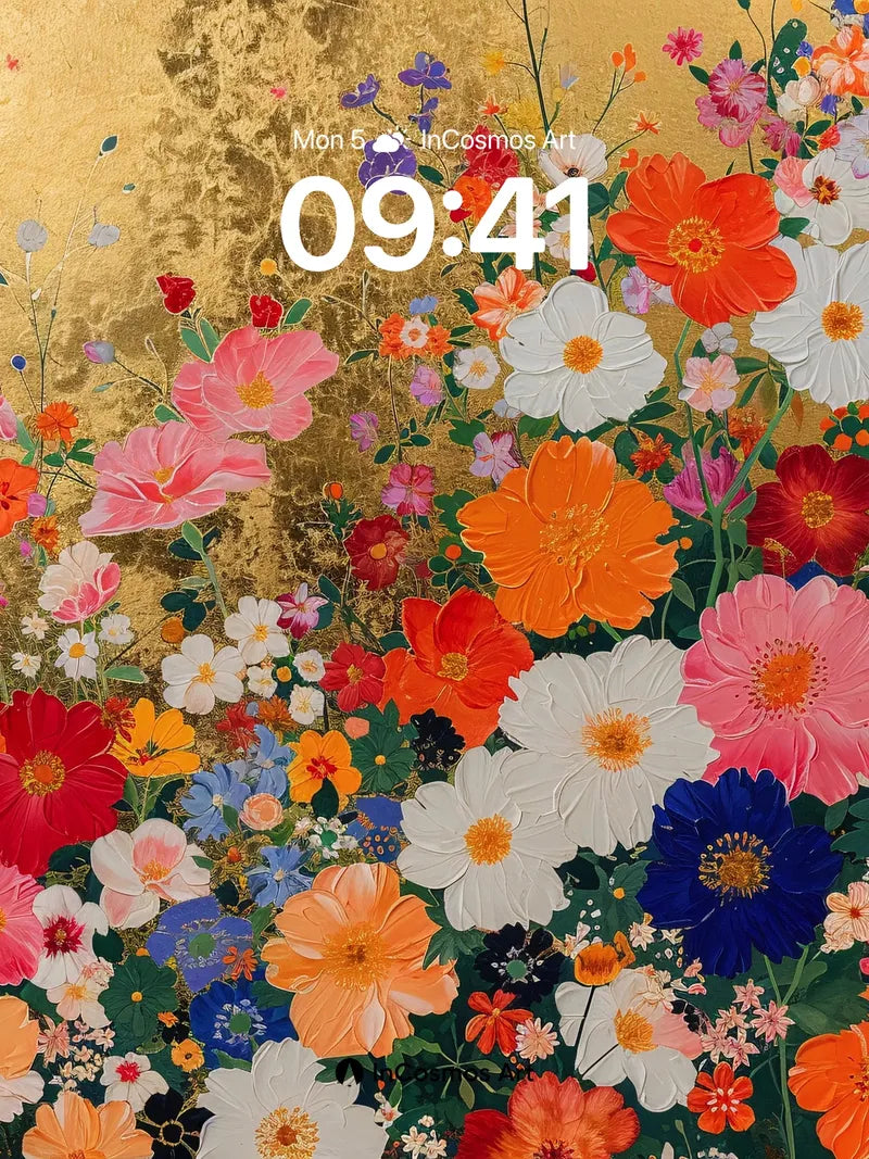 Golden Bloom Wallpaper with Luminous Petals wallpaper for iPhone, iPad & Mac