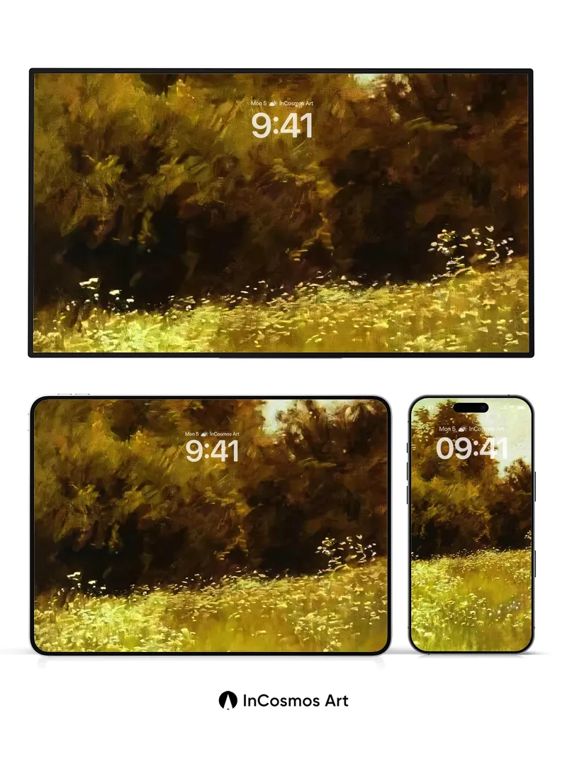 Golden Hush Wallpaper with Sunlit Wildflowers