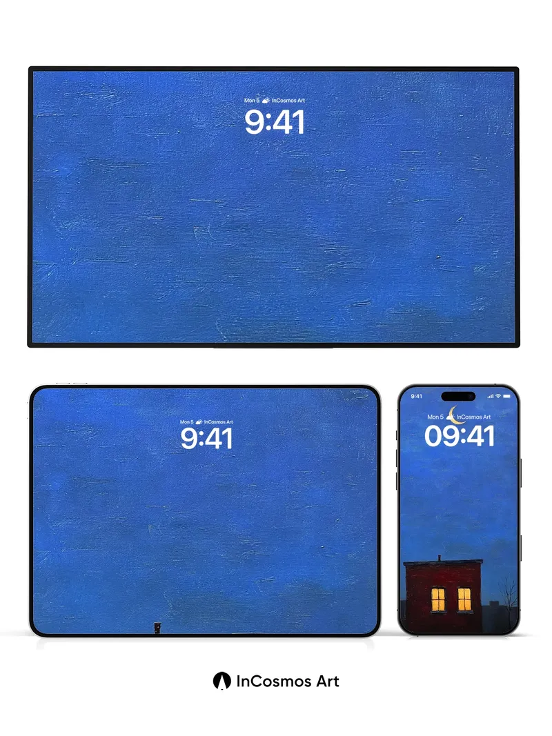 Quiet Moonlight Wallpaper with Glowing Windows