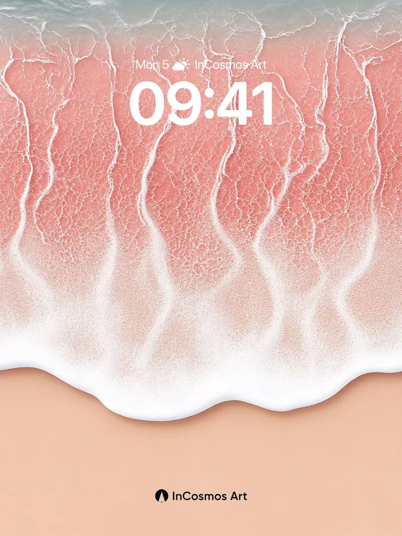 Serenity Wave Wallpaper with Coral Foam