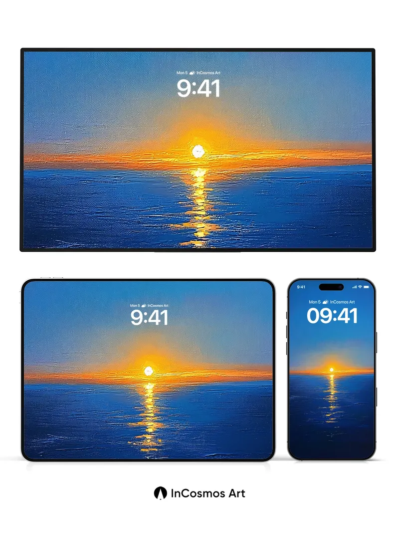 Serenity Horizon Wallpaper with Golden Path