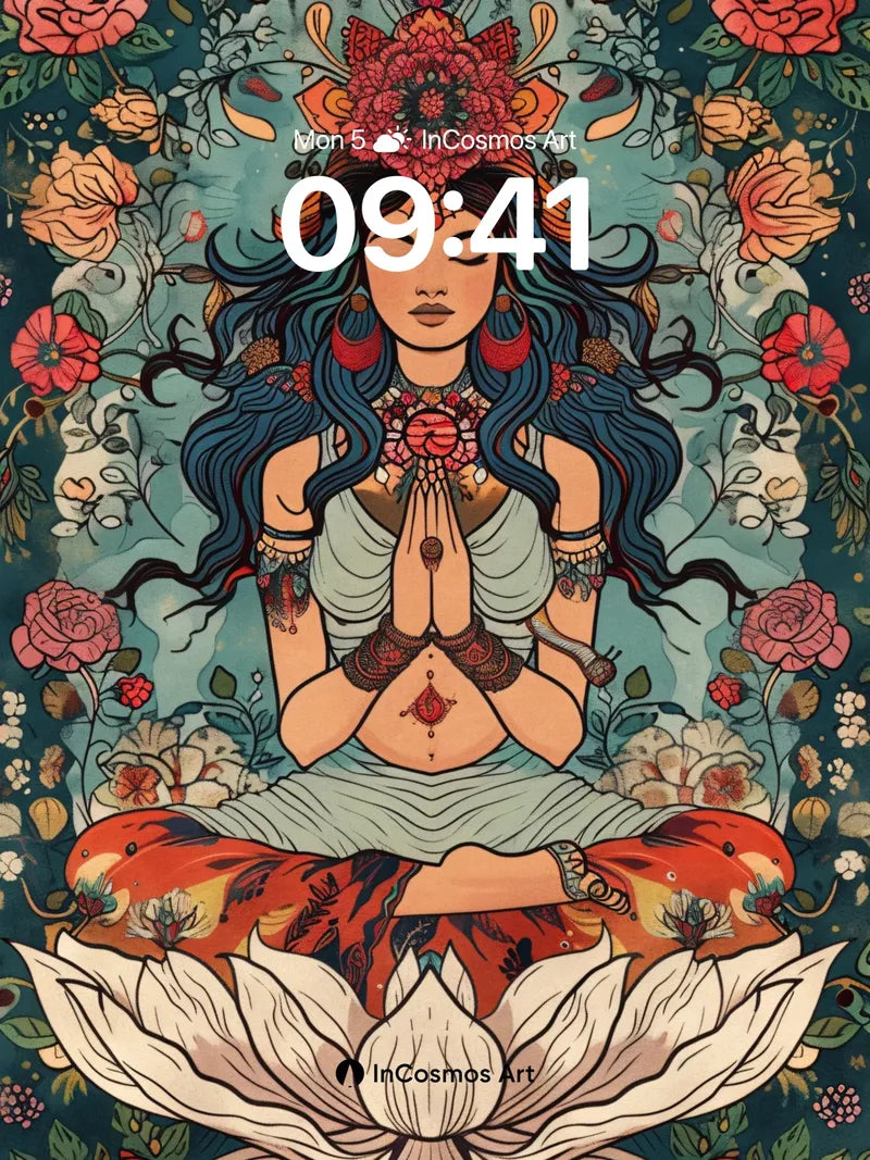 Serene Bloom Wallpaper with Sacred Geometry wallpaper for iPhone, iPad & Mac