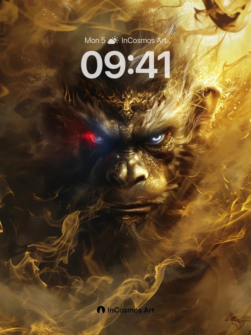 Fierce Flame Monkey Wallpaper with Glowing Eyes