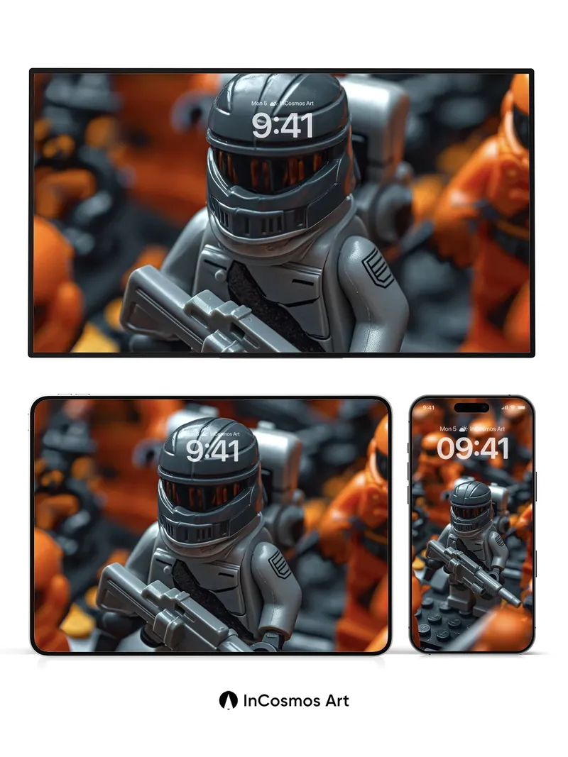 Steel Sentinel Wallpaper with Orange Horde