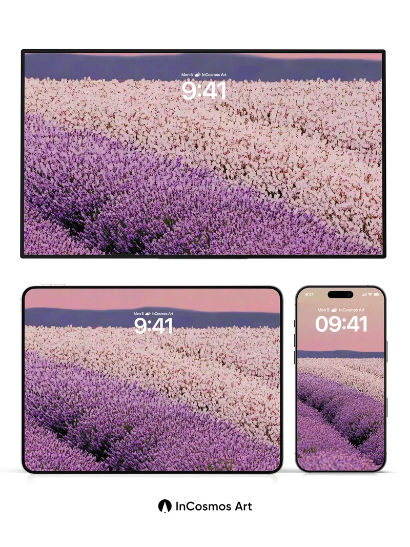 Serenity Lavender Field Wallpaper with Sunset Hues
