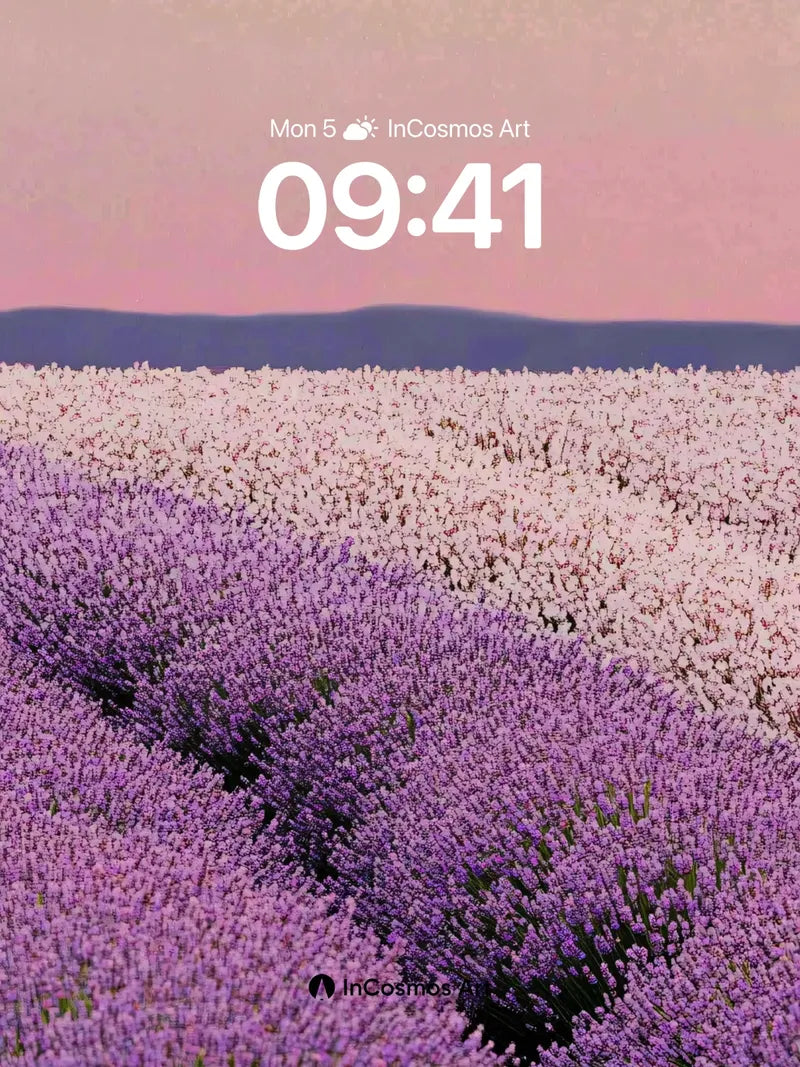 Serenity Lavender Field Wallpaper with Sunset Hues