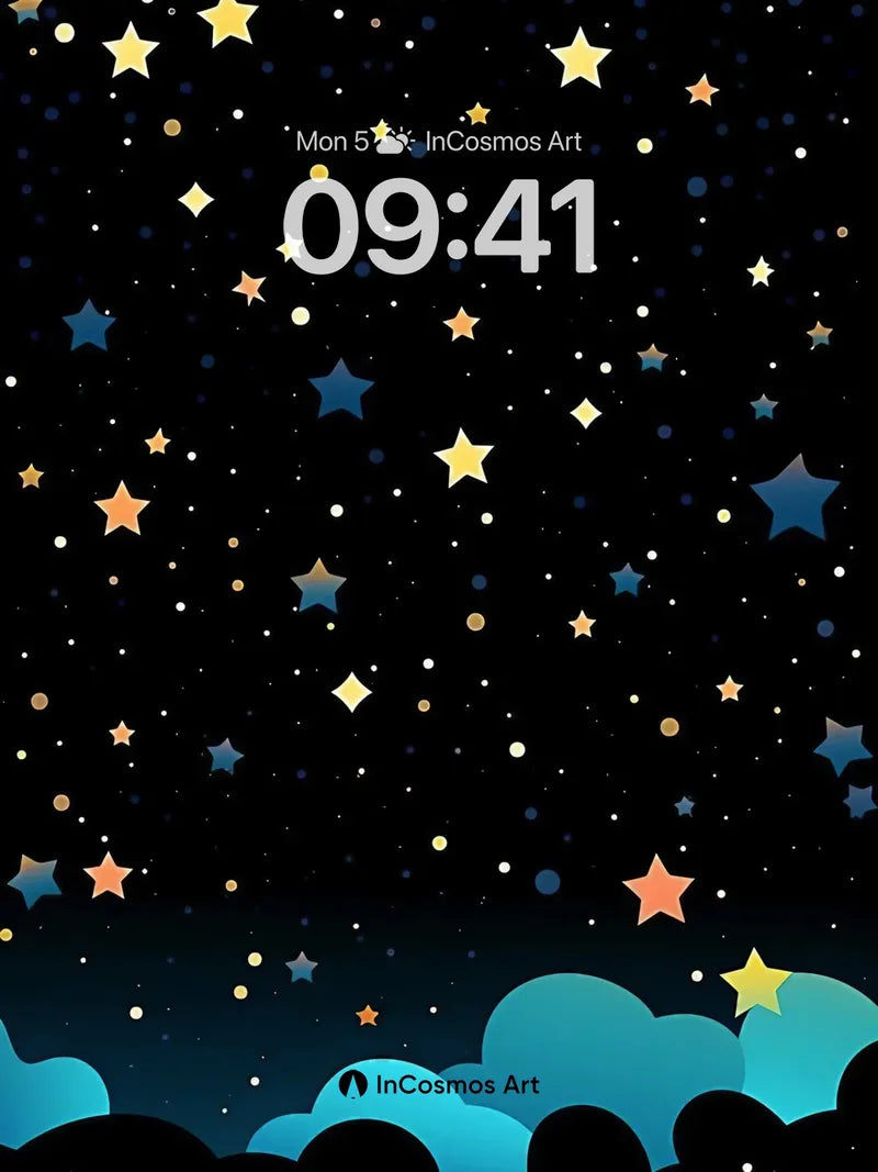 Starry Nightfall Wallpaper with Floating Clouds
