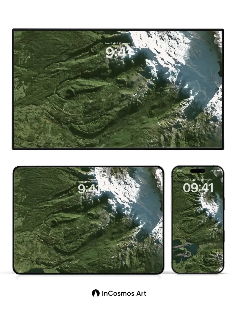 Serpentine Valley Wallpaper with Frost-etched Peaks