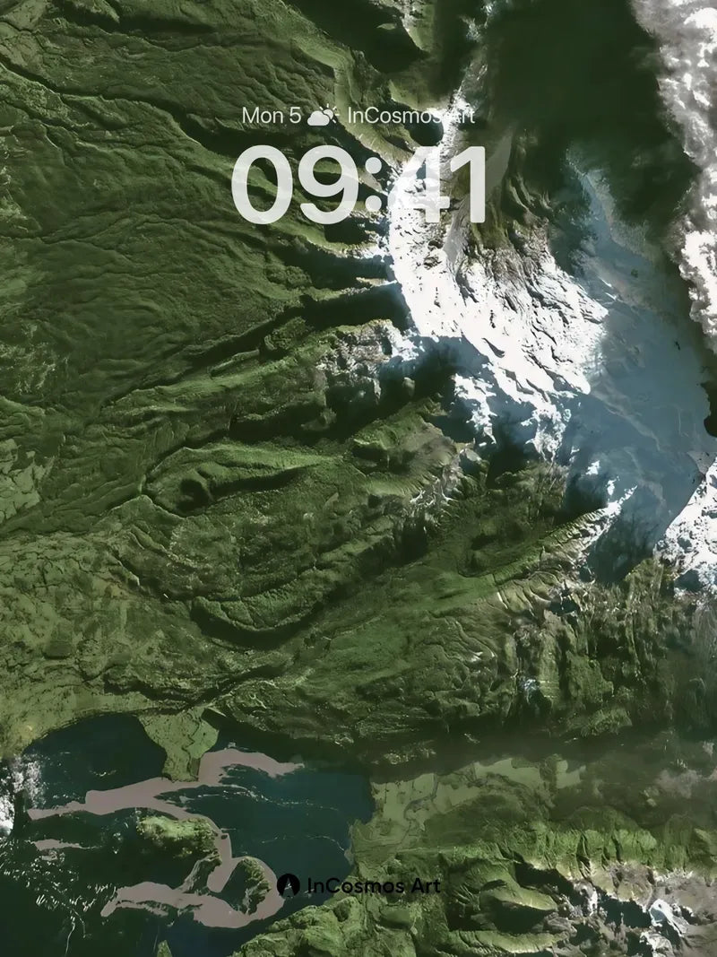 Serpentine Valley Wallpaper with Frost-etched Peaks