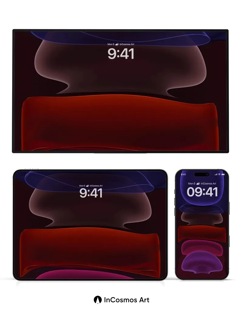 Velvet Eclipse Wallpaper with Floating Forms