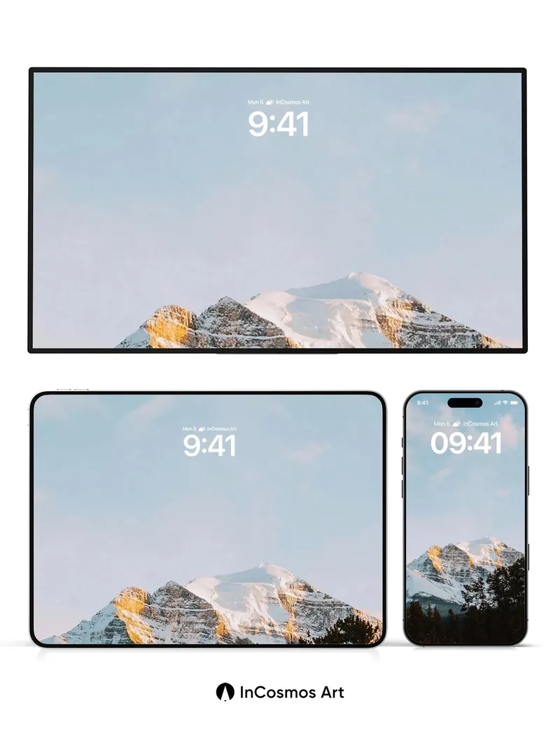 Serenity Peak Wallpaper with Golden Light Edge