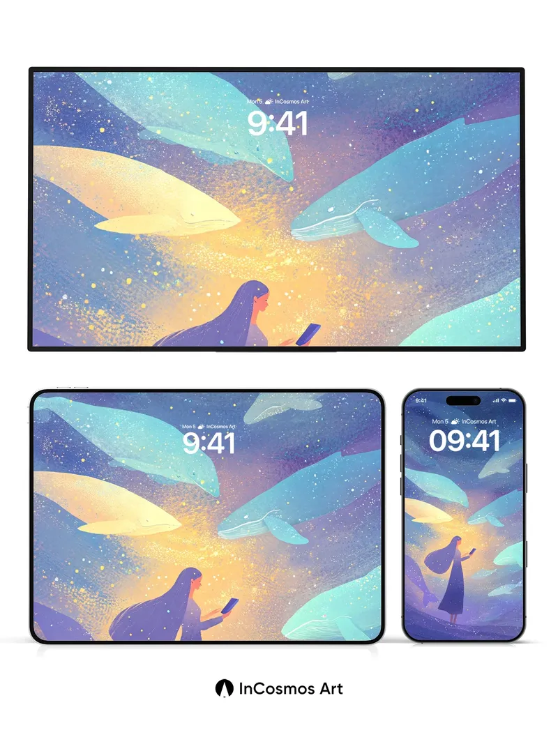 Stellar Whispers Wallpaper with Celestial Reader