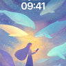 Stellar Whispers Wallpaper with Celestial Reader wallpaper for iPhone, iPad & Mac