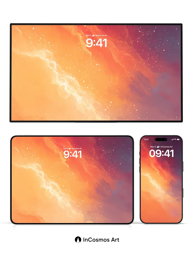 Crimson Nebula Wallpaper with Starlit Veils