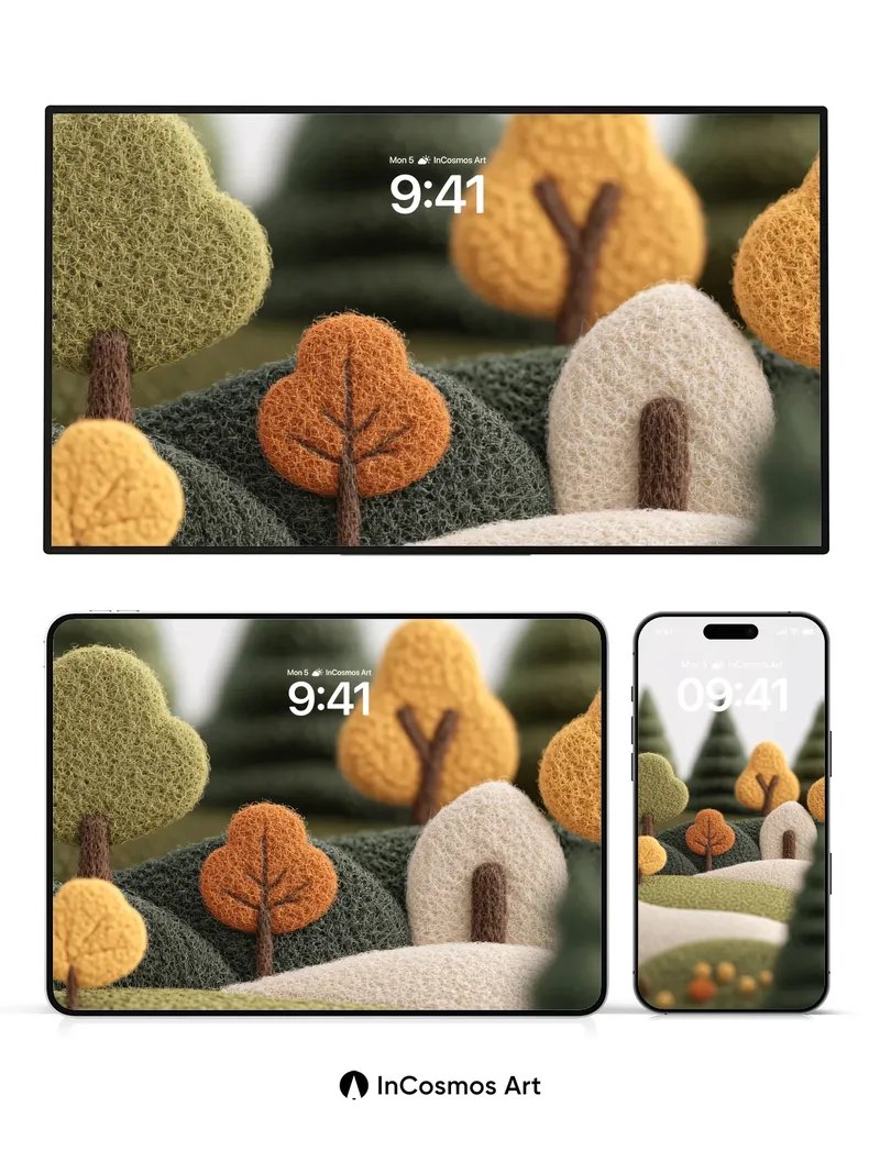 Felted Forest Wallpaper with Autumn Whispers