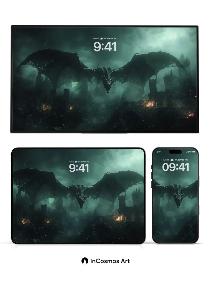 Shadowed Wings Wallpaper with Ember Glow