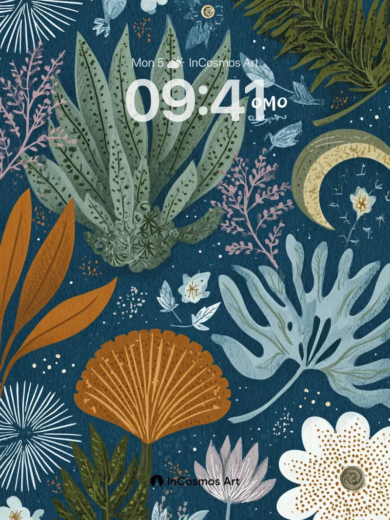 Nocturnal Garden Wallpaper with Celestial Whispers wallpaper for iPhone, iPad & Mac