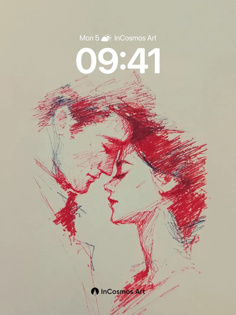 Whispered Silhouettes Wallpaper with Crimson Strokes