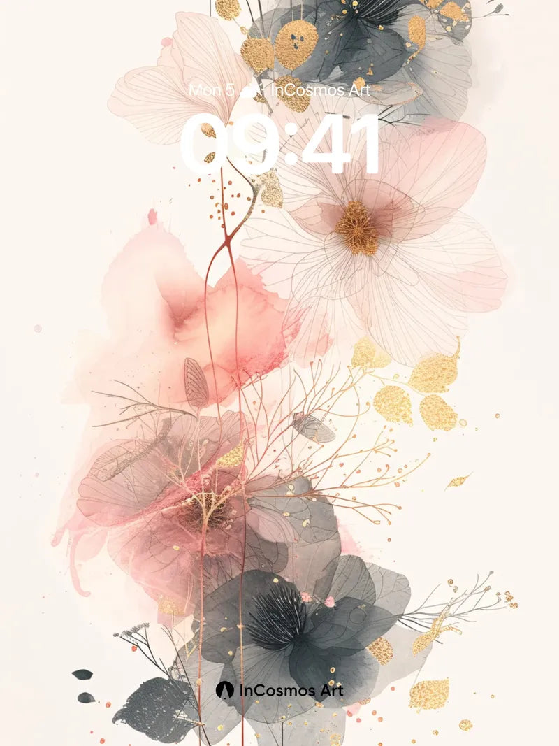 Whispering Petal Wallpaper with Golden Dust