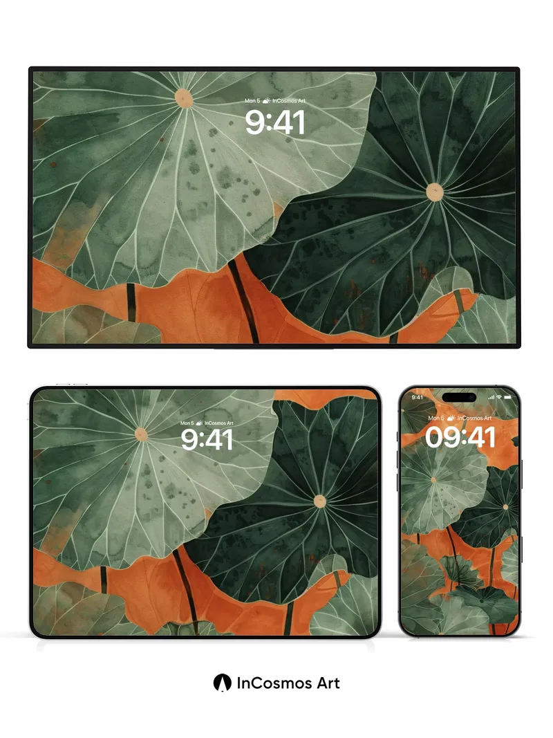 Serpentine Leaf Wallpaper with Earthfire Veins