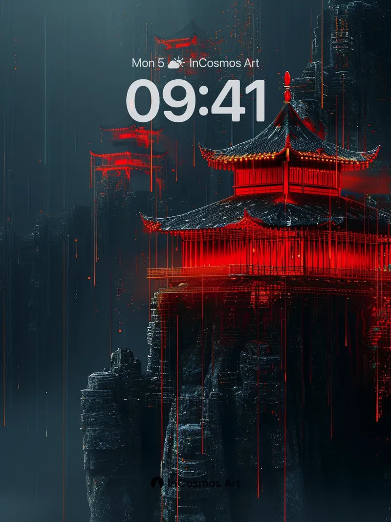 Crimson Reverie Wallpaper with Digital Drizzle