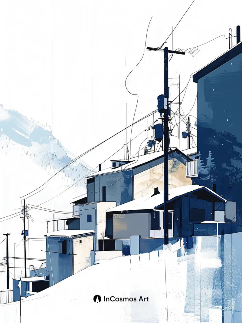 Snowfall Silence Wallpaper with Electric Lines