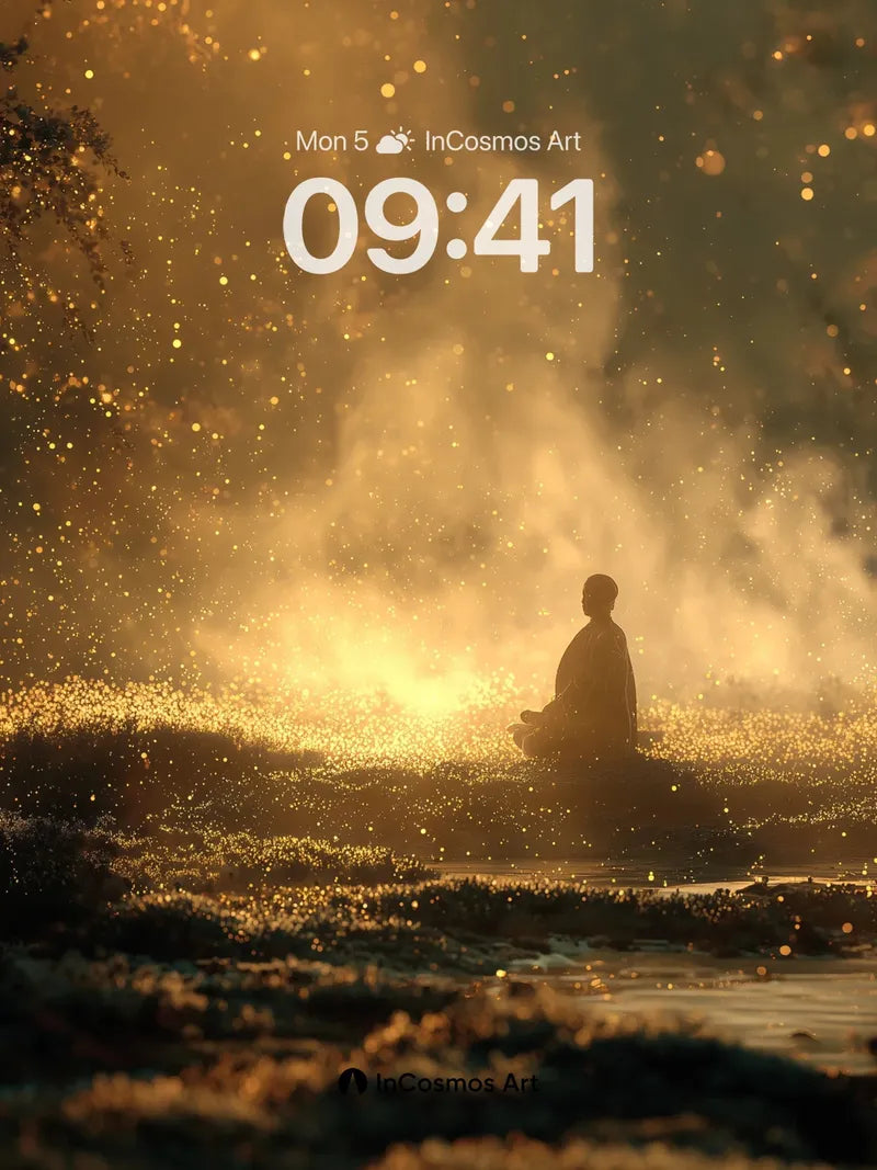 Golden Hush Wallpaper with Floating Embers wallpaper for iPhone, iPad & Mac