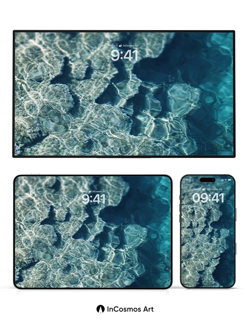 Serene Aquatic Lattice Wallpaper with Light Veins