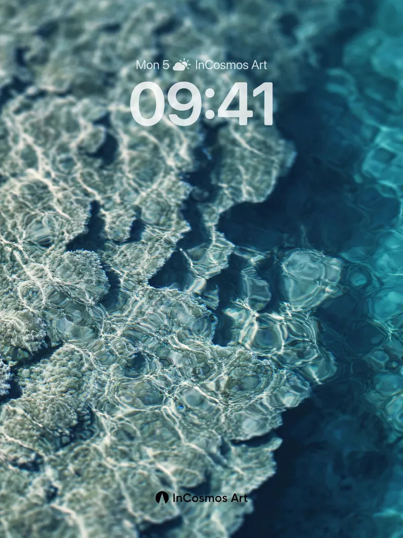 Serene Aquatic Lattice Wallpaper with Light Veins