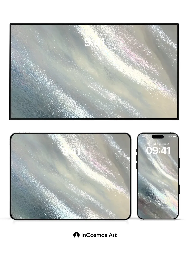 Luminous Drift Wallpaper with Iridescent Veils