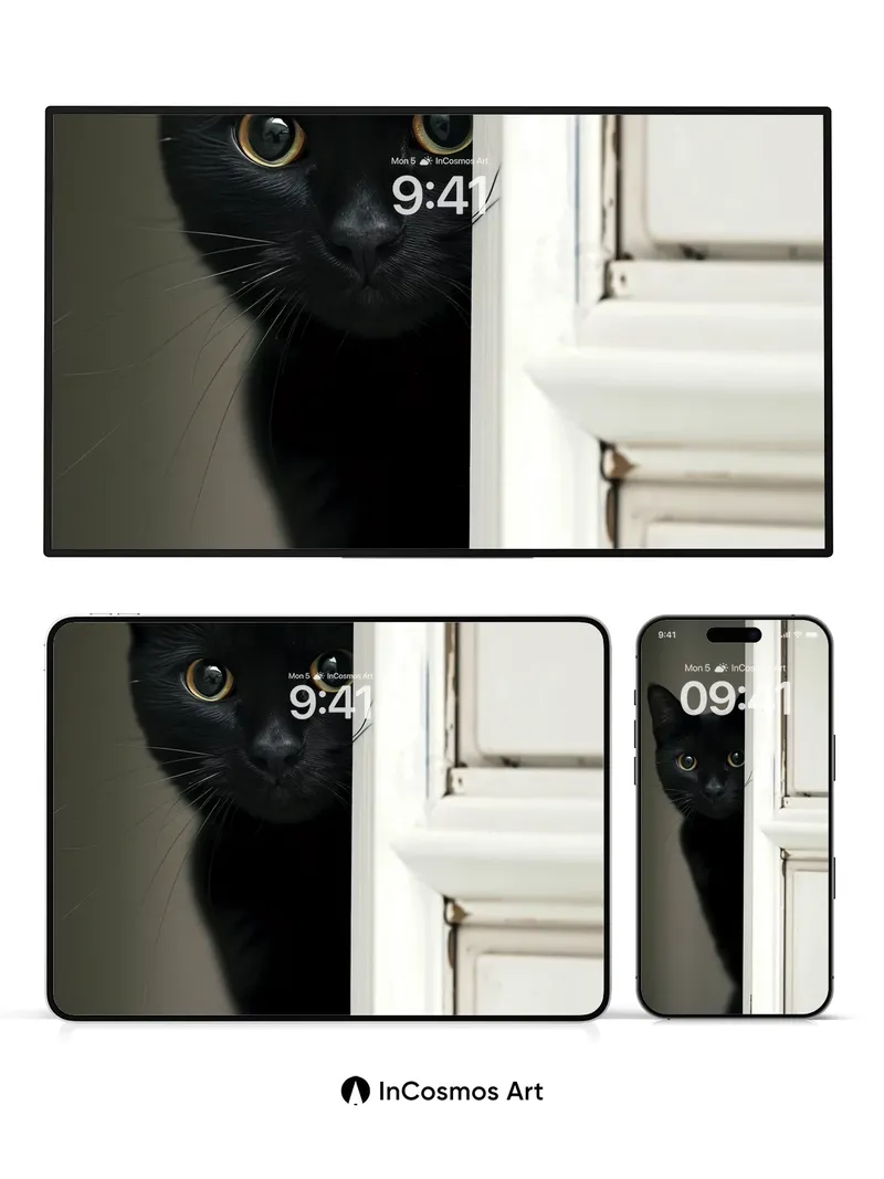 Shadow Whispers Wallpaper with Golden Eyes