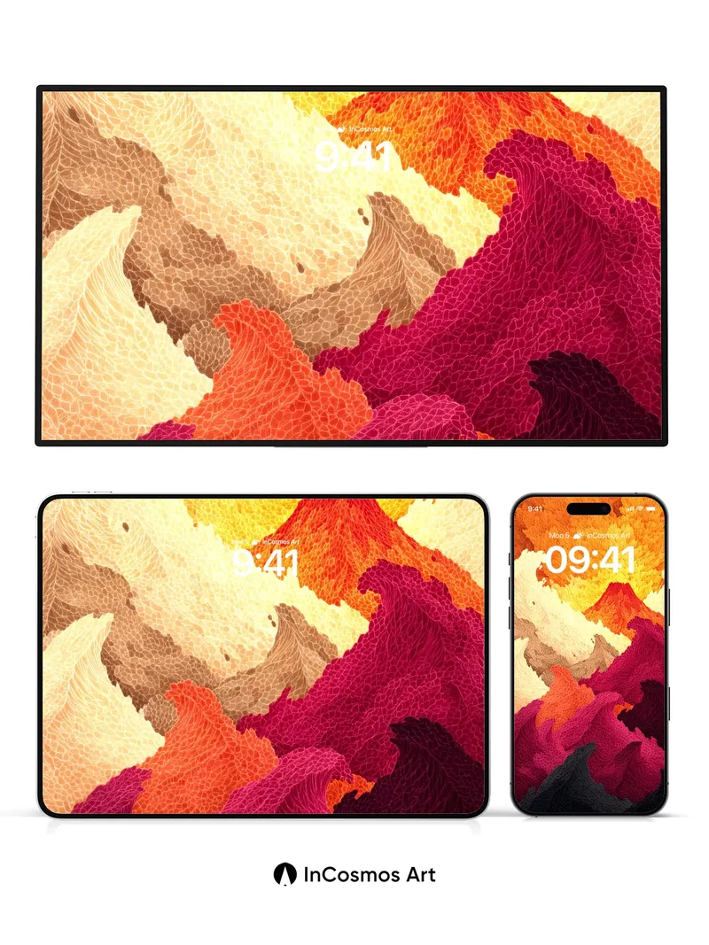 Crimson Wave Wallpaper with Volcanic Breath