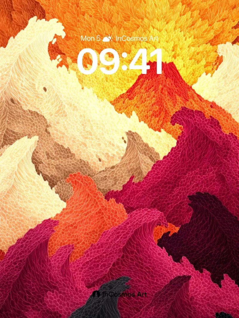 Crimson Wave Wallpaper with Volcanic Breath